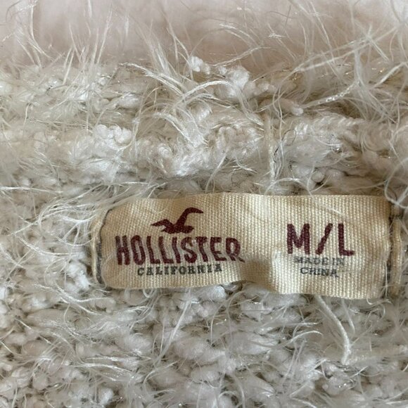 Hollister Cream Soft Fuzzy Knit Cardigan, Long Sleeve, Open Front M/L Cottage - Picture 4 of 11